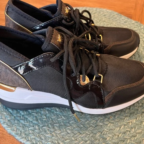 Michael Kors Black and Gold Accent Sneakers - Picture 4 of 12